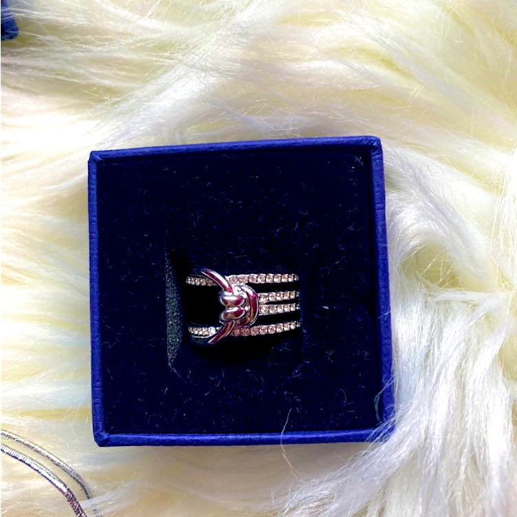 Swarovski Lifelong Wide Silver Ring Brand Size 58